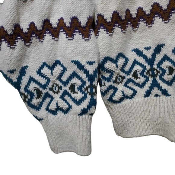 Vintage 417 Van Heusen Sweater Mens Large Fair Isle Pullover Grandpa 90s Cotton - Picture 6 of 8